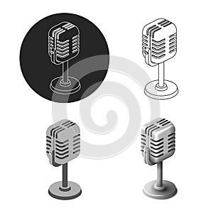 Set old retro microphone in different style isometric isolated